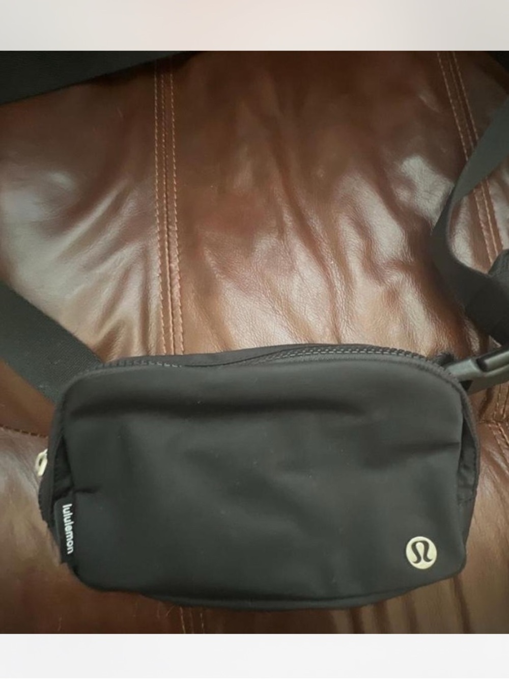 lululemon athletica Black Belt Bag with Silver Logo